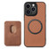 iPhone 13 Pro Max Carbon Fiber Leather Card Magsafe Magnetic Phone Case - Brown