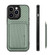 iPhone 13 Pro Max Carbon Fiber Leather Card Magsafe Magnetic Phone Case - Green