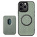 iPhone 13 Pro Max Carbon Fiber Leather Card Magsafe Magnetic Phone Case - Green