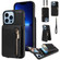 iPhone 13 Pro Max Crossbody Lanyard Zipper Wallet Leather Phone Case - Black