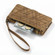 iPhone 13 Pro Max Geometric Zipper Wallet Side Buckle Leather Phone Case - Brown