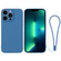 iPhone 13 Pro Max Silicone Phone Case with Wrist Strap - Blue