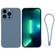 iPhone 13 Pro Max Silicone Phone Case with Wrist Strap - Grey Blue