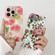 iPhone 13 Pro Max Water Sticker Flower Pattern PC Phone Case - White Backgroud Red Flower