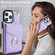 iPhone 13 Pro Max Rhombic Texture Card Bag Phone Case with Long Lanyard - Light Purple
