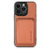 iPhone 13 Pro Carbon Fiber Leather Card Magsafe Magnetic Phone Case - Brown