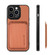 iPhone 13 Pro Carbon Fiber Leather Card Magsafe Magnetic Phone Case - Brown