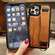 iPhone 13 Pro Photo Frame Card Wallet Wrist Strap Holder Back Cover Phone Case - Brown