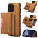iPhone 13 Pro DG.MING M2 Series 3-Fold Card Bag Shockproof Case with Wallet & Holder Function - Brown