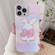 iPhone 13 Pro Painted Pattern PC Phone Case - Pink Bowknot Bunny