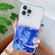 iPhone 13 Pro Marble Pattern Glittery Powder Shockproof TPU + Acrylic Protective Case with Detachable Buttons - Dark Blue