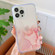 iPhone 13 Pro Marble Pattern Glittery Powder Shockproof TPU + Acrylic Protective Case with Detachable Buttons - Pink