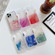 iPhone 13 Pro Marble Pattern Glittery Powder Shockproof TPU + Acrylic Protective Case with Detachable Buttons - Red