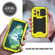 iPhone 13 Pro R-JUST Sliding Camera Shockproof Life Waterproof Dust-proof Metal + Silicone Protective Case with Holder - Yellow