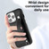 iPhone 13 Pro Shockproof Leather Phone Case with Wrist Strap - Black