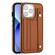 iPhone 13 Pro Shockproof Leather Phone Case with Wrist Strap - Brown