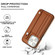 iPhone 13 Pro Shockproof Leather Phone Case with Wrist Strap - Brown