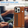 iPhone 13 Pro Shockproof Leather Phone Case with Wrist Strap - Brown