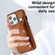 iPhone 13 Pro Shockproof Leather Phone Case with Wrist Strap - Brown