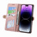iPhone 13 Pro Geometric Zipper Wallet Side Buckle Leather Phone Case - Pink