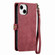 iPhone 13 Pro Geometric Zipper Wallet Side Buckle Leather Phone Case - Red
