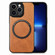 iPhone 13 Pro Solid Color Leather Skin Back Cover Phone Case - Brown