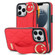 iPhone 13 Pro Non-slip Full Coverage Ring PU Phone Case with Wristband - Red