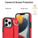 iPhone 13 Pro Non-slip Full Coverage Ring PU Phone Case with Wristband - Red