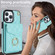 iPhone 13 Pro Rhombic Texture Card Bag Phone Case with Long Lanyard - Mint Green