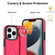 iPhone 13 Pro Non-slip Full Coverage Ring PU Phone Case with Wristband - Rose Red