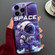 iPhone 13 Pro Painted Pattern Precise Hole PC Phone Case - Purple Astronaut