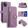 iPhone 13 Dream 9-Card Wallet Zipper Bag Leather Phone Case - Purple