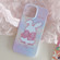 iPhone 13 Painted Pattern PC Phone Case - Pink Bowknot Bunny