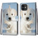 iPhone 13 Coloured Drawing Cross Texture Horizontal Flip PU Leather Case with Holder & Card Slots & Wallet & Lanyard - Snow Puppy