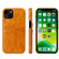 iPhone 13 Fierre Shann Retro Oil Wax Texture PU Leather Case with Card Slots - Yellow