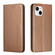 iPhone 13 Carbon Fiber Texture Flip Holder Leather Phone Case - Brown iPhone 13 Carbon Fiber Texture Flip Holder Leather Phone Case - Brown