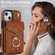 iPhone 13 Rhombic Texture Card Bag Phone Case with Long Lanyard - Brown