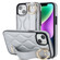 iPhone 13 Non-slip Full Coverage Ring PU Phone Case with Wristband - Silver