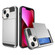 iPhone 13 Multifunction Armor Slide Card Slot Phone Case - Silver