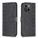 iPhone 13 Plaid Embossed Leather Phone Case - Black