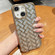 iPhone 13 Woven Grid 3D Electroplating Laser Engraving Glitter Paper Phone Case - Gold