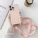 iPhone 13 Elastic Silicone Protective Case with Wide Neck Lanyard - Pink