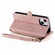 iPhone 13 Geometric Zipper Wallet Side Buckle Leather Phone Case - Pink