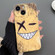 iPhone 13 Painted Pattern Precise Hole PC Phone Case - Yellow Background Smiling