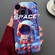 iPhone 13 Painted Pattern Precise Hole PC Phone Case - Orange White Astronaut