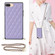 iPhone SE 2022 / SE 2020 / 8 / 7 Elegant Rhombic Pattern Microfiber Leather +TPU Shockproof Case with Crossbody Strap Chain - Purple