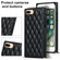 iPhone SE 2022 / SE 2020 / 8 / 7 Elegant Rhombic Pattern Microfiber Leather +TPU Shockproof Case with Crossbody Strap Chain - Black