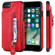 iPhone SE 2022 / SE 2020 / 8 / 7 Solid Color Double Buckle Zipper Shockproof Protective Case - Red