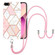 iPhone SE 2022 / SE 2020 / 8 / 7 Electroplating Splicing Marble TPU Phone Case with Lanyard - Pink White