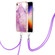 iPhone SE 2022 / SE 2020 / 8 / 7 Electroplating Marble Pattern TPU Phone Case with Lanyard - Purple 001